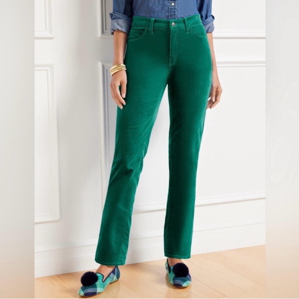 Talbots Velveteen Curvy Straight Leg Pant Women’s 12 Green